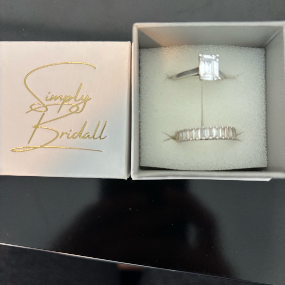SimplyBridal Silver and White Ring Set